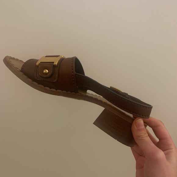 Prada Sandals in Brown Leather with Gold Hardware Detailing, Size 8 - Picture 7 of 7